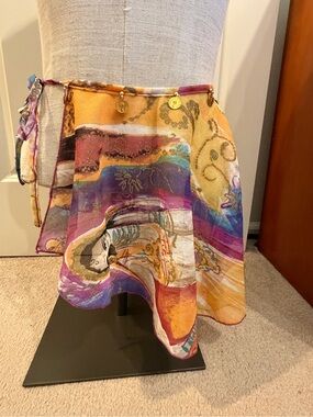 Her Pony The Label Shiloh coin jingle sheer mini skirt, size 8, festival, boho